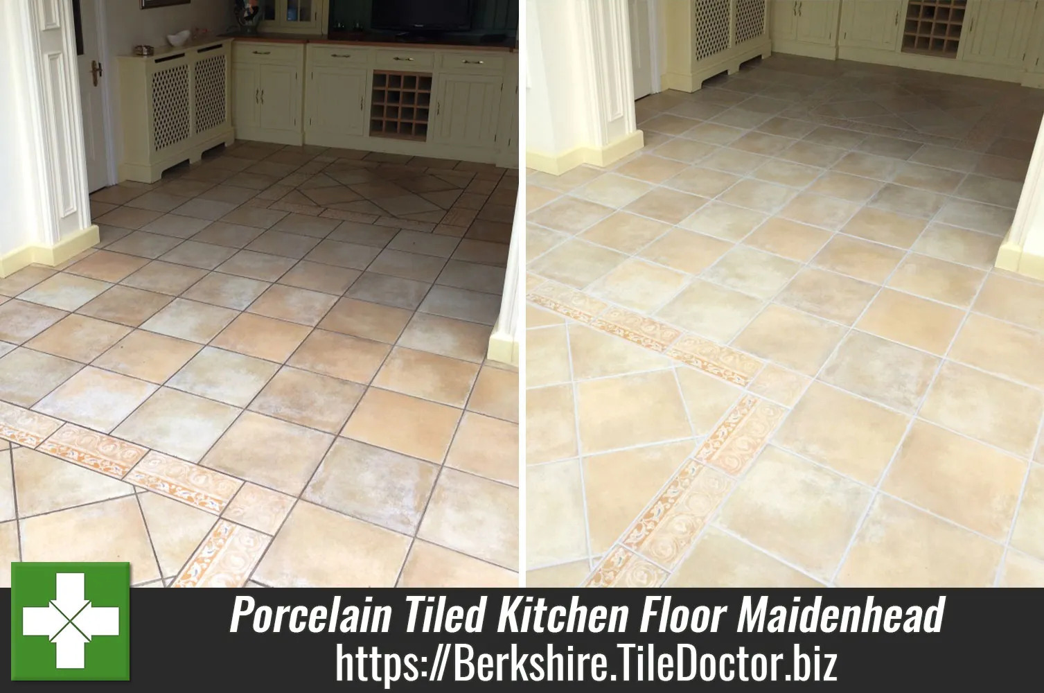 Grout Colouring Porcelain Tiled Kitchen Floor in Maidenhead