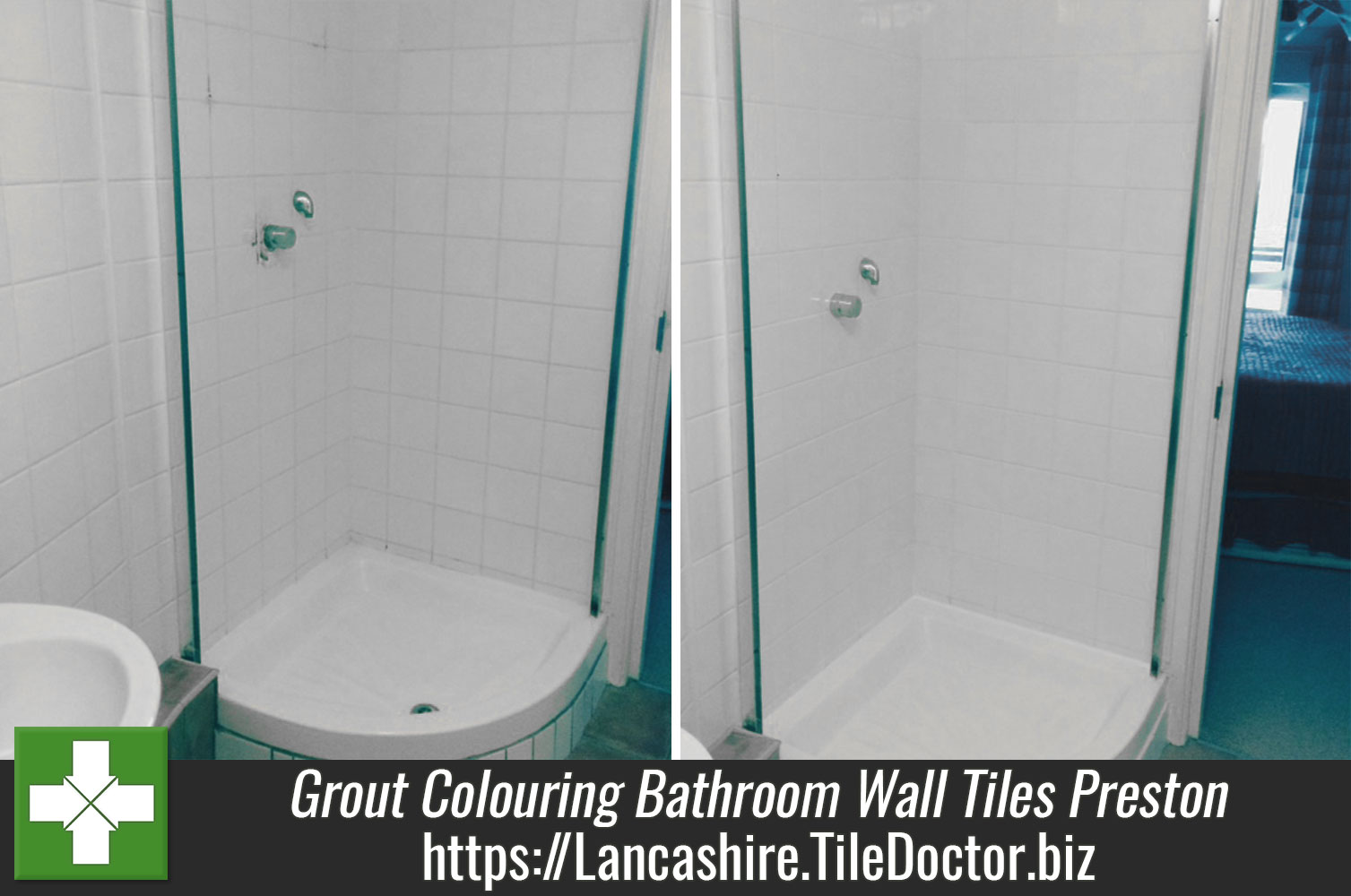 Grout Cleaning and Colouring Bathroom Wall Tiles in Preston