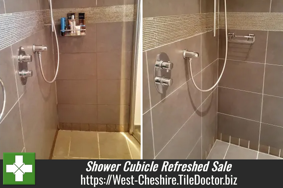 Shower Cubicle Tile and Grout Refreshed in Sale