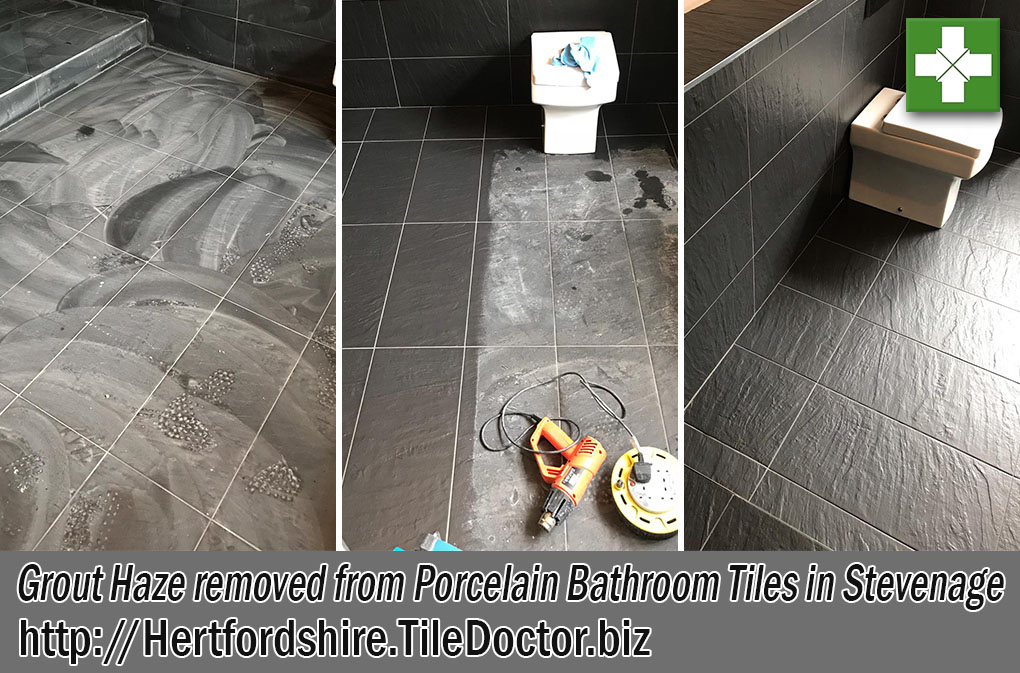 Porcelain Bathroom Tile Floor Before After Cleaning Stevenage