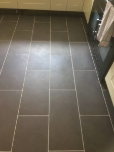 Slate Look Porcelain Tile and Grout After Renovation Bury