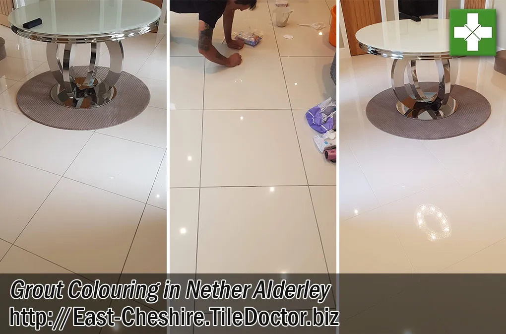 Porcelain Tiled Floor Before After Grout Colouring Nether Alderley