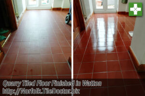 Quarry Tiled Floor Before After Grout Haze Removed Watton