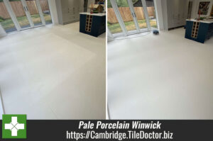 Pale Porcelain Tiled Kitchen Floor Before After Grout Haze Removal Winwick